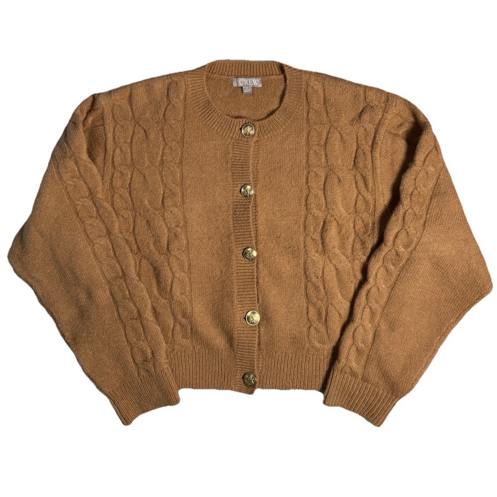 J.Crew Button Down Alpaca/Merino Wool Blend Cable Cardigan Sweater Medium EUC